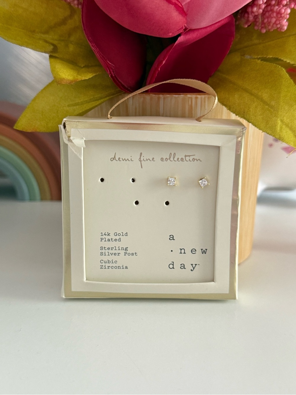a new day Gold Cubic Zirconia Stud Earrings